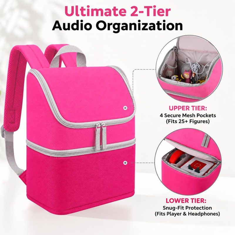 Carrying Case Backpack for Toniebox 1 & 2, 2-Layer, Holds
