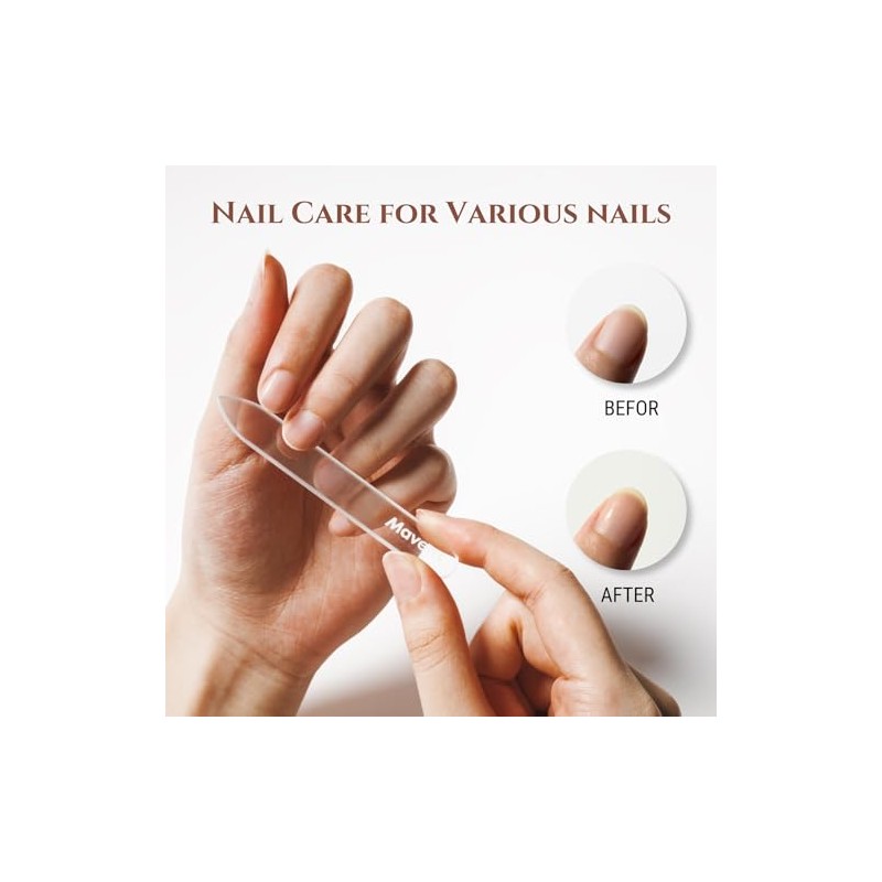 Mavens Glass Nail File Set - Professional Crystal Fingernail Files