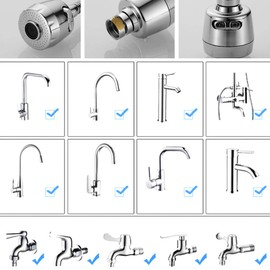 Qoosea Tap Aerator 360° Swivel Sink Tap Advanced Bubbler Tap Aerator Water Saving Tap Filter Double Functional Mixing Nozzle for Bathroom Kitchen