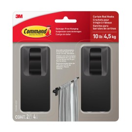 Command Curtain Rod Hooks [Removable]: 2-pack (Black) [4-sets]