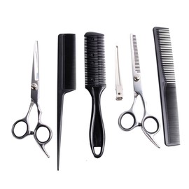 FOMIYES 1 Set Hair Cutting Scissor Hairdressing Tool Teeth Cut Flat Cut Barber Accessories Black