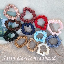 KINDOYO 4 Pieces Hair Silk Stretchy Scrunchies - Solid Color Hairbands Satin Scrunchies Elastic Bands Traceless Ponytail Holder Hair Accessories for Women Girls