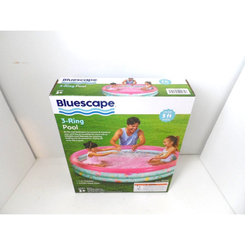 Bluescape Pink 3-Ring Inflatable Kiddie Swimming Pool, Round, Age 2