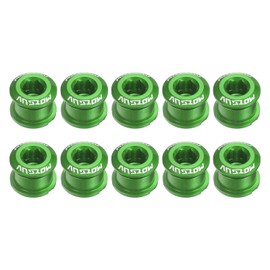 sourcing map 10pcs Single Chain Ring Bolts M8 Aluminum Alloy Bicycle Crankset Nuts Chainwheel Screw for Road Bike Mountain Bike, Green