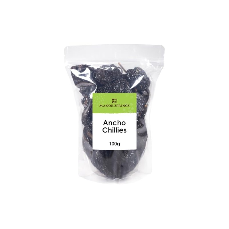 Ancho Chillies Whole 100g by Manor Springs