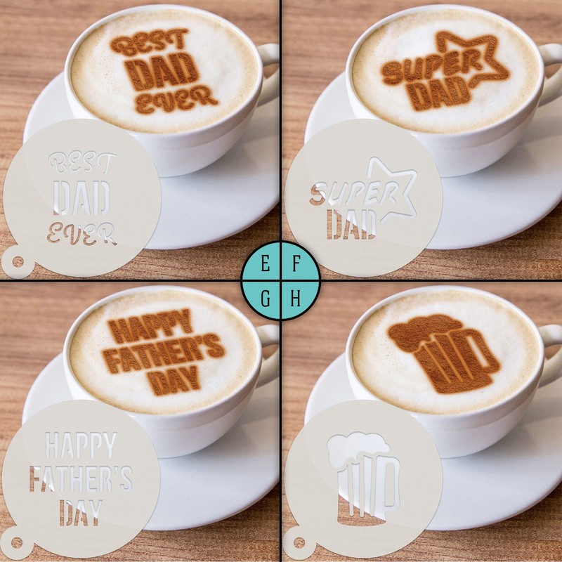 Fathers Day Coffee Stencils, Dessert Stencils, Cookie Stencils, Latte Art,