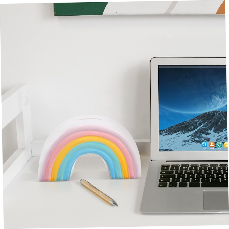 Kisangel Creative Rainbow Design Money Box Cute Ceramic Coin Bank