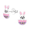 ICYROSE 925 Sterling Silver pink purple Easter Bunny in Egg