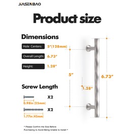 JIASENBAO Brushed Nickel Cabinet Pulls 5" Hole Center 5 Pack Hammered Silver Cabinet Handles Decorative Kitchen Drawer Dresser Cupboard Bathroom Vanity Cabinet Hardware Rhombus