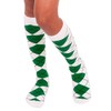 Chrissy's Socks Women's Argyle Knee High Socks 7-11 White/Green/Black