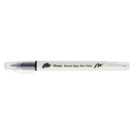 Pentel Brush Sign Pen Twin Tip Black - Pack of 10