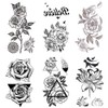 Yesallwas Tattoo Stickers, Roses, Black, Roses, Flowers, Set of 6,