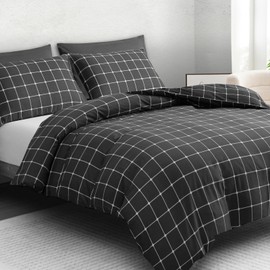 LAZZARO Single Duvet Cover Set -Duvet Cover Single Bed and 1 Pillowcase Bedding Set Easy Care 135 x 200 cm Charcoal Grey