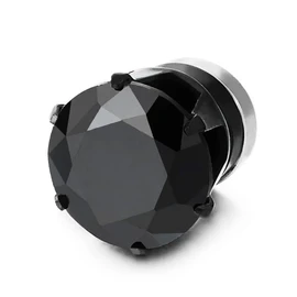 Mens Womens Magnetic Black Cubic Zirconia Stud Earrings Steel, Non-Piercing Clip On Cheater Fake Ear, Cubic Zirconia