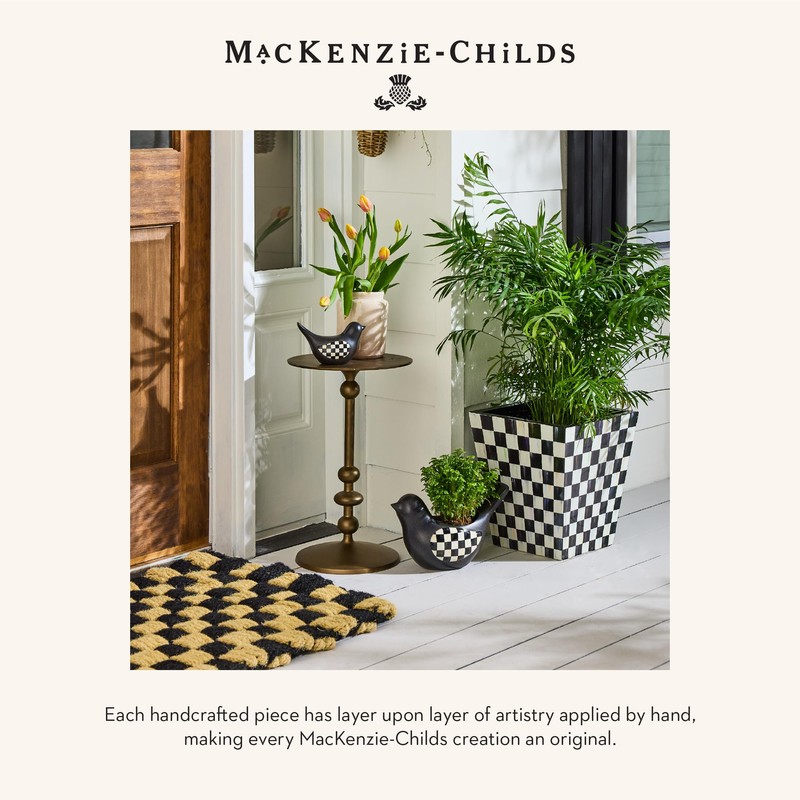 MACKENZIE-CHILDS Birdy Hide-a-Key, Decorative Outside Key Hider, Black-and-White Courtly Check