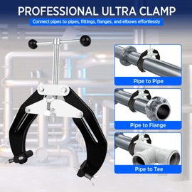 Pipe Clamp, 2 to 6 in, Steel Pipe Alignment Tool with Lightweight Design, High Strength Ultra Clamp with Quick Acting Screws, Black