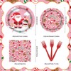 Tcoyodw Christmas Gingerbread Man Santa Claus Pink Tableware Set 96