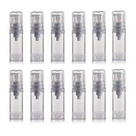 XINGZI 12Pcs 5ml Empty Airless Vacuum Pump Bottle Refillable Plastic Cream Lotion Bottle Travel Sample Bottles for Cosmetic Lotion Containers Sold Empty for Domestic Use