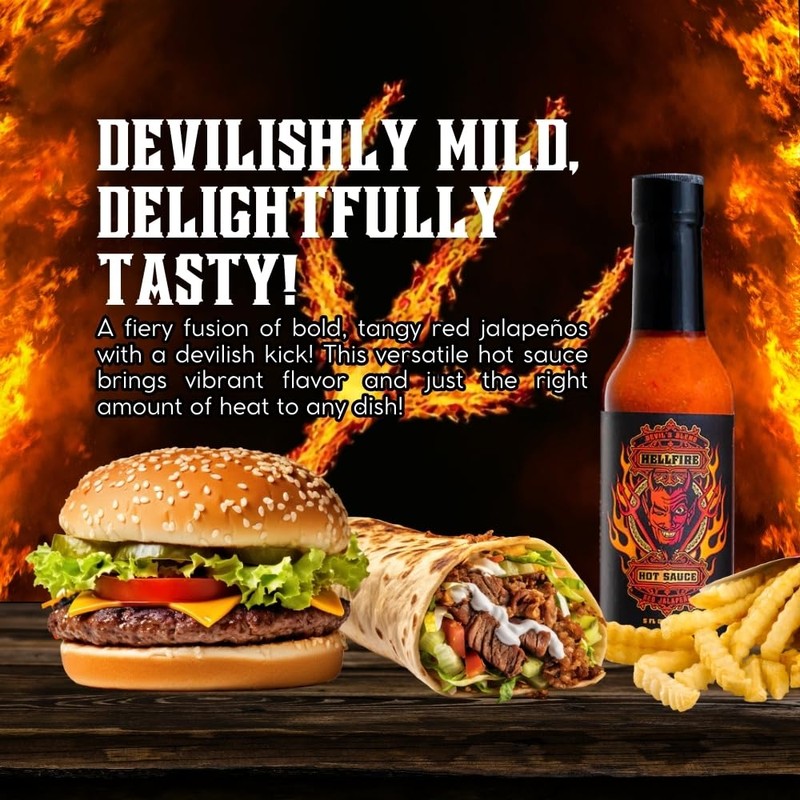 Hellfire Devil's Blend Red Jalapeno Hot Sauce, Award-Winning, Gourmet, Rich