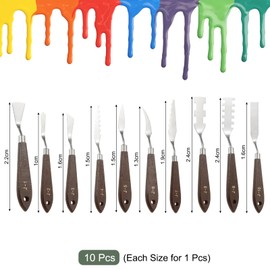 YOKIVE 10 Pcs Stainless Steel Palette Knife, Professional Art Spatula Set Oil Painting Accessories Color Mixing Scraper with Plastic Handle, Great for Canvas Acrylic Painting (Brown)