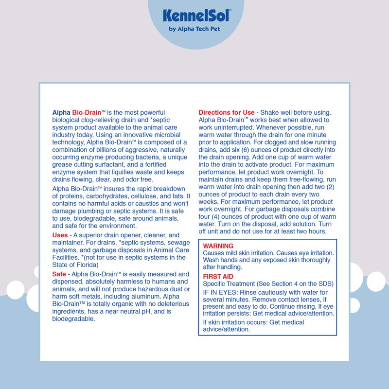 KennelSol Bio-Drain Cleaner and Pet Odor Remover | Eliminates Pet