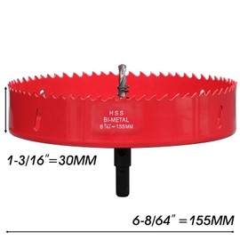 HOME COMPOSER 1 x 155mm M42 Bi-Metal Hole Saw for Wood, Drywall and Sheet Metal - Red