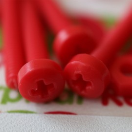 20 x Red Pan Head Screws Polypropylene (PP) Plastic Nuts and Bolts, M3 x 20mm, Washers, (3/32 x 25/32 in)