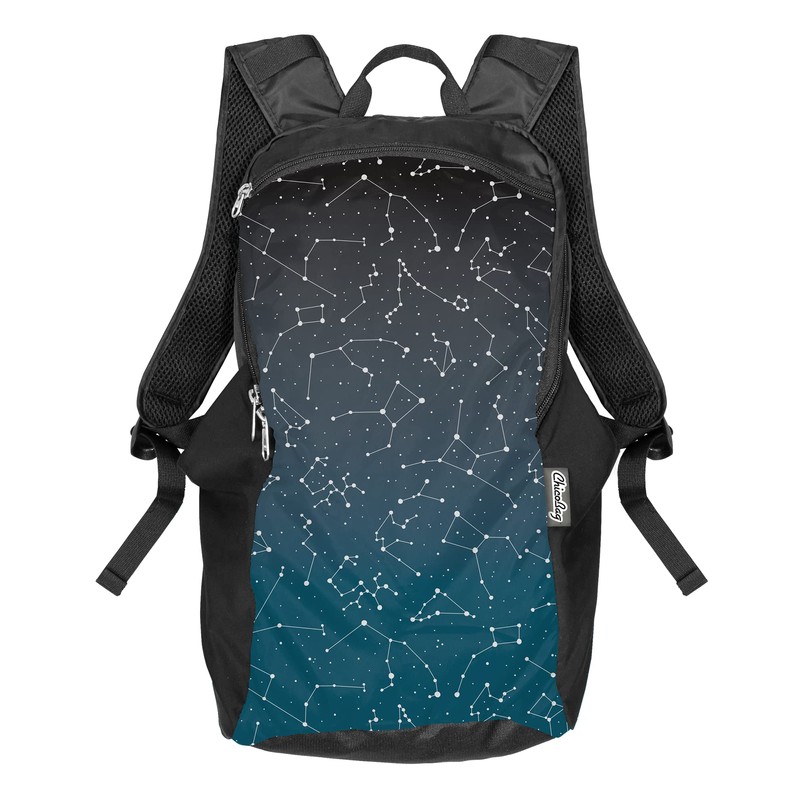 ChicoBag Travel Pack rePETe Compact Recycled Backpack, Night Sky Constellations,