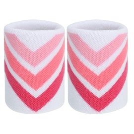 PATIKIL Sports Wristband Sweatbands for Men Women, 2 Pcs Breathable Tennis Wrist Bands Absorbent Sweat Band for Basketball Football Baseball Running Gym, White/Pink