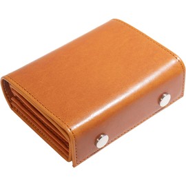 Dom Teporna Men's Mini Wallet, Large Capacity, 24 Cards, Bi-fold Wallet, Genuine Leather, Italian Leather, Box-shaped Coin Purse, Compact, brown (glossy)