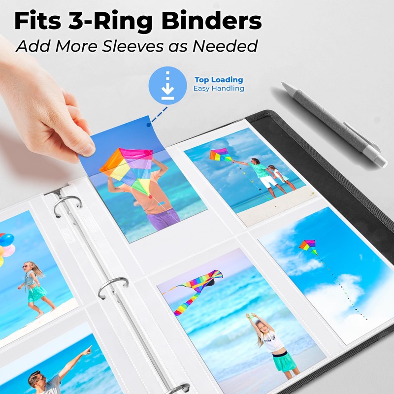Dunwell Photo Sleeves for 3-Ring Binder, (3.5x5, 10 Pack) for