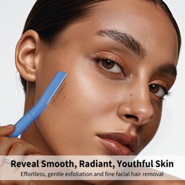 BULIMICA Precision Dermaplane Razor, Face Razors for Women and Men, Microblades for Face, Dermaplaning Tool, Peach Fuzz Remover, Remove Facial Hair and Perfectly Shape Brows, 10 Count (Navy)