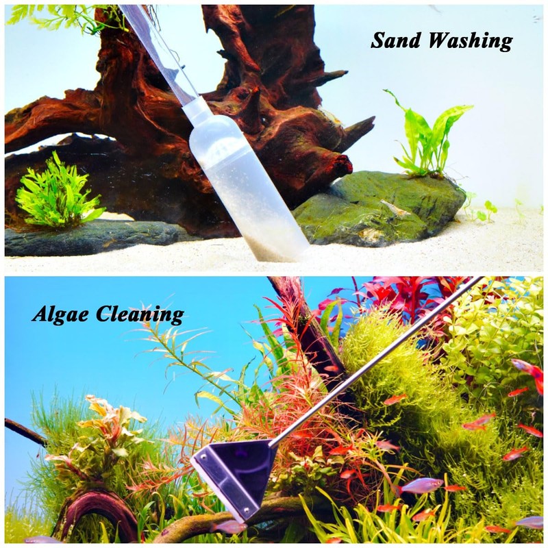 QREBYQ Gravel Vacuum for Aquarium with Fish Tank Cleaning Kit,