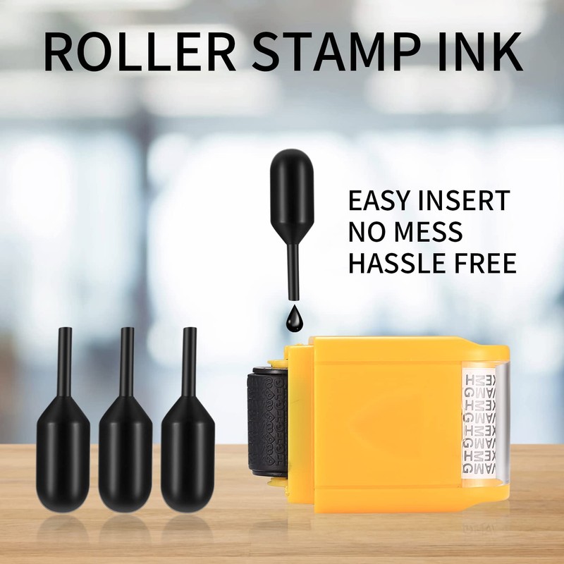 Ink Refills for Identity Theft Protection Roller Stamps, 12 Pcs