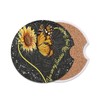 2 Pcs Car Cup Coasters, Absorbent Ceramic Coasters Black (Sunflower)