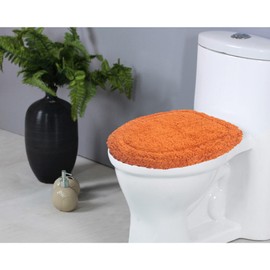 Home Weavers Luxury Collection 100% Cotton Tufted Bath Rug, Extra Soft and Absorbent Bath Rugs, Non-Slip Plush Bath Carpet, Machine Wash, Bath Rug for Bathroom, 18"x18" Lid Cover, Terracotta