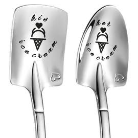 Valentines Gifts for Her His,Ice Cream Spoon Scoop for dessert Lover Funny Engraved Stainless Steel Spoon Shovel Anniversary Wedding Birthday Gifts for Couples boyfriends girlfriends Woman Men Dad Mom