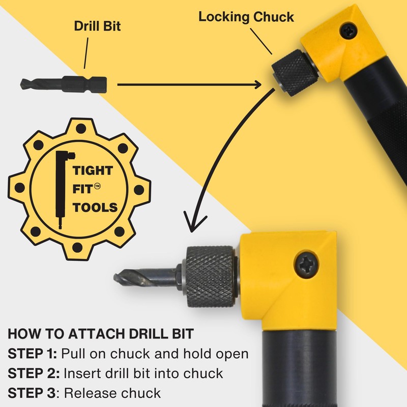 Tight Fit Tools Right Angle Drill Attachment - 90-Degree Bit