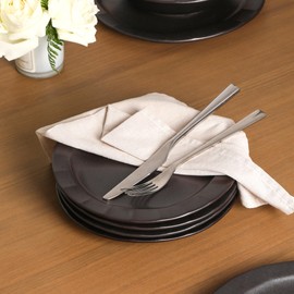 Stone Lain Oasis 4-Piece Salad Plate Set Stoneware, Black