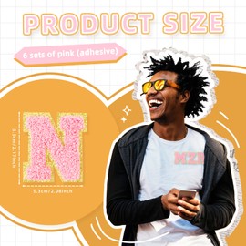 156 Pieces Chenille Letter Patches Self Adhesive Letter Patches 6 Set A-Z Stony Clover Patches Preppy Patches Varsity Chenille Letters for DIY Phone Bags Backpacks Hats (Pink)