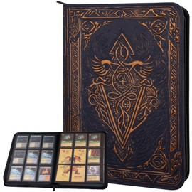 Álbum de Cartas Coleccionables - Carpeta de Tarjetas de 9 Bolsillos Con Cremallera - Album Cromos de Carga Lateral para 360 Cartas - Cuero PU 3D - Par
