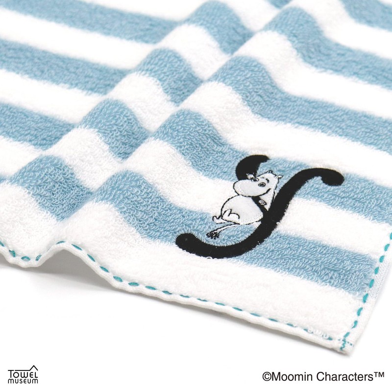 MOOMIN Initial Stitch Moomin Towel Handkerchief BY Blue Initial Y