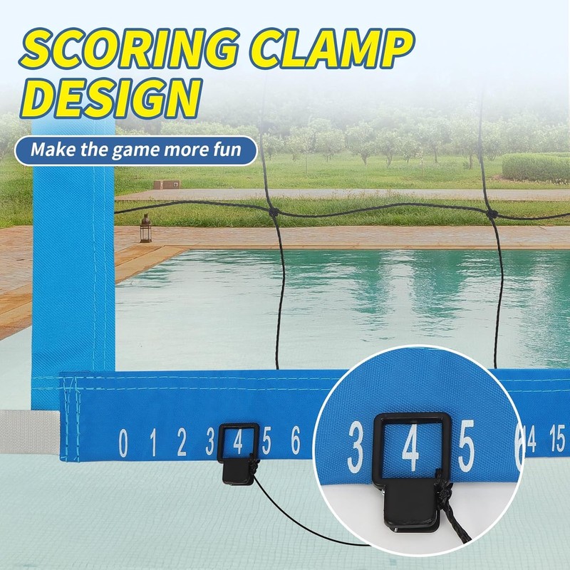 Replacement Pool Volleyball Net with Scoring Clamp - Adjustable Length