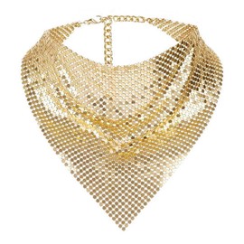 MioCloth Shiny Sequin Metal Scarf Chain for Women Carnival Party Sparkle Neck Scarf Shawl Neckerchief for Nightclub Costume