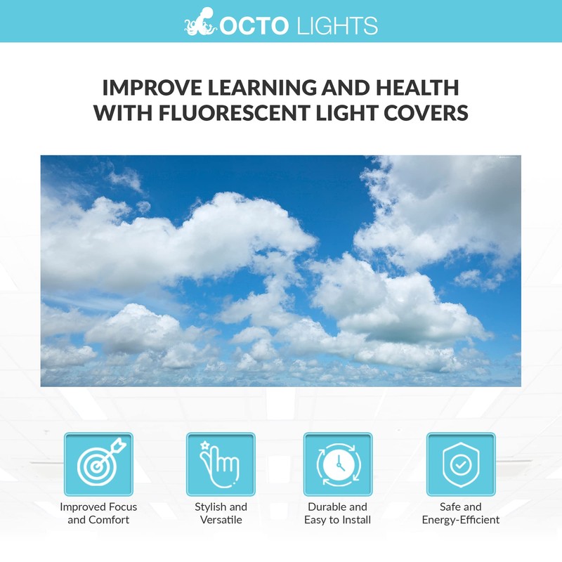 Fluorescent Light Cover for Classroom Ceiling Lights Clouds - Premium