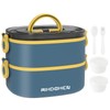 RIKDOKEN Lunch Box, Stackable 2 Layers Containers, Portable 64OZ Large
