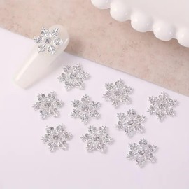 Christmas Nail Charms 3D Alloy Christmas Snowflake Nail Art Charms Solver White Snowflake Nail Decorations Cute Charms Nail Charms for Acrylic Nails Supplies Christmas DIY Nail Art Accessories 10Pcs