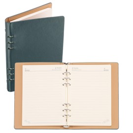 PATIKIL 6 Ring Binder Cover, A5 Leather Notebook Binder Mini Refillable Loose Leaf Personal Planner with 80 Sheets Paper, Green