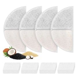Cormix Cat Water Fountain Filter Replacement for Pwezon 4L Cat Water Fountain, 4 Pack Pet Fountain Replacement Filters with 4 Water Pump Filter Sponges