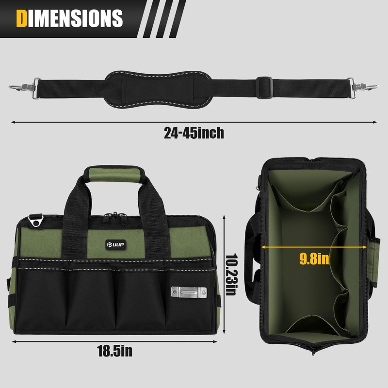 UUP 18-Inch Large Tool Bag, 16-Pocket Portable Tool Box Organizer